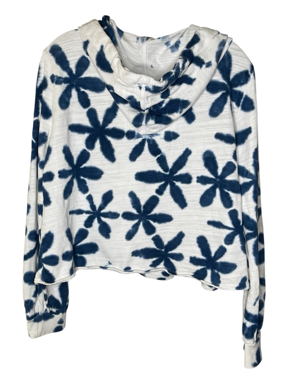 LOFT White & Navy Floral Tie-Dye Hoodie Top Sz M - Picture 3 of 5